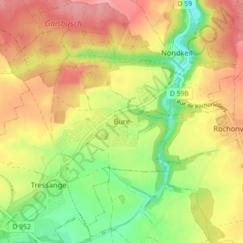 Topografische Karte Bure, Höhe, Relief