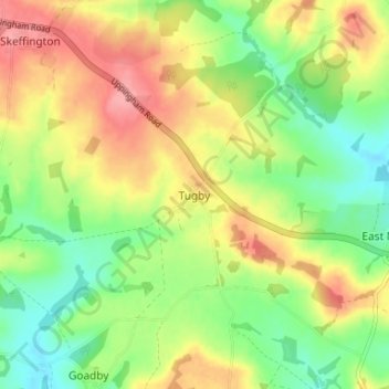 Topografische Karte Tugby, Höhe, Relief