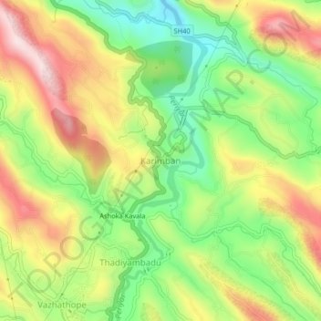 Topografische Karte Karimban, Höhe, Relief