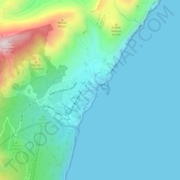 Topografische Karte Cala Gonone, Höhe, Relief