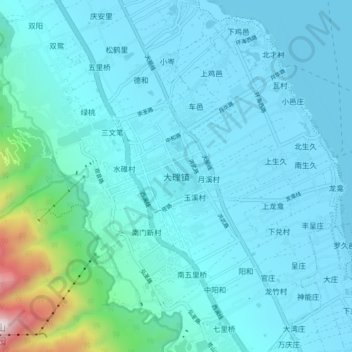 Topografische Karte 大理镇, Höhe, Relief