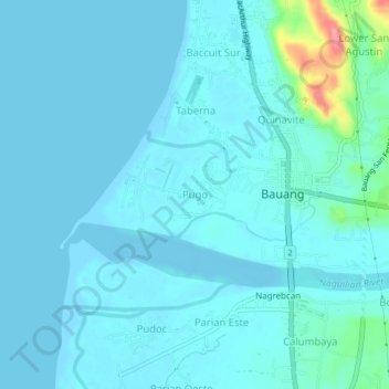Topografische Karte Pugo, Höhe, Relief
