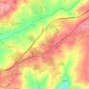 Topografische Karte Oliveirinha, Höhe, Relief