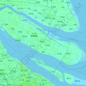 Topografische Karte Chongming, Höhe, Relief