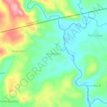 Topografische Karte Kinalangan, Höhe, Relief