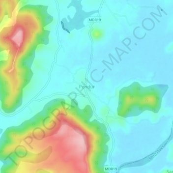 Topografische Karte Pendur, Höhe, Relief