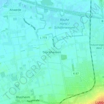 Topografische Karte Stockhausen, Höhe, Relief