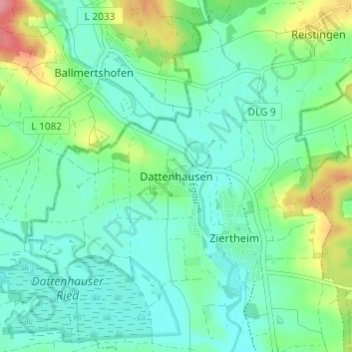 Topografische Karte Dattenhausen, Höhe, Relief