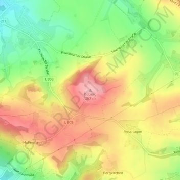 Topografische Karte Boberg, Höhe, Relief