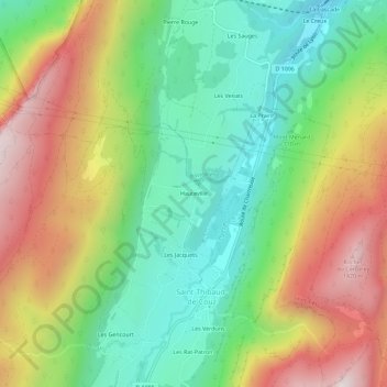Topografische Karte Hauteville, Höhe, Relief
