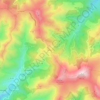 Topografische Karte Sarasset, Höhe, Relief