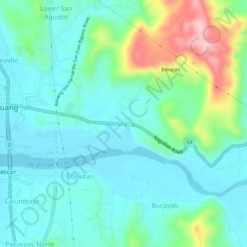 Topografische Karte Acao, Höhe, Relief