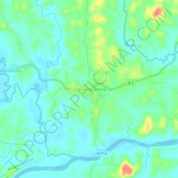 Topografische Karte Antsampanana, Höhe, Relief