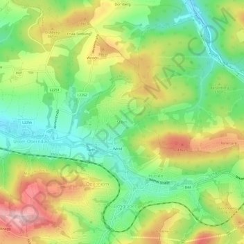 Topografische Karte Stein, Höhe, Relief
