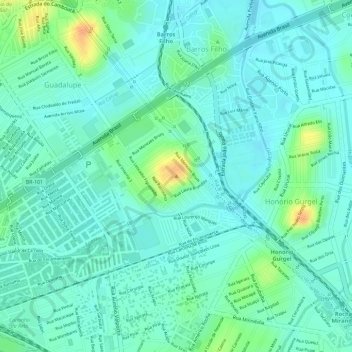 Topografische Karte Morro da Cruz, Höhe, Relief