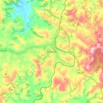 Topografische Karte Oliveira, Höhe, Relief