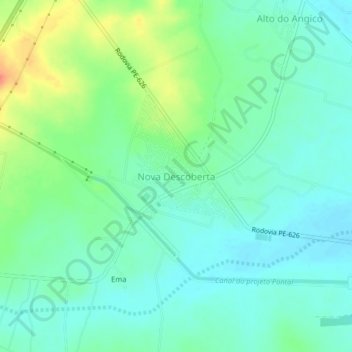 Topografische Karte Nova Descoberta, Höhe, Relief