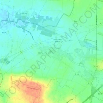 Topografische Karte Granzay, Höhe, Relief