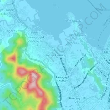 Topografische Karte Kassel Homes, Höhe, Relief