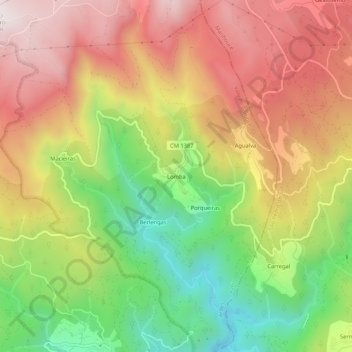 Topografische Karte Lomba, Höhe, Relief