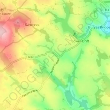 Topografische Karte Catchall, Höhe, Relief