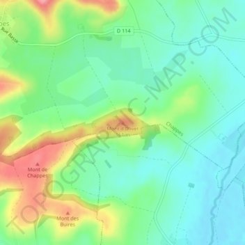 Topografische Karte Mont d'Olivet, Höhe, Relief