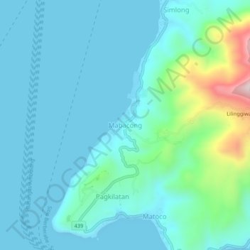 Topografische Karte Mabacong, Höhe, Relief