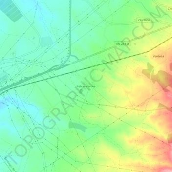 Topografische Karte Relvas Verdes, Höhe, Relief