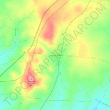 Topografische Karte Fonte de Aldeia, Höhe, Relief