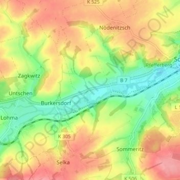 Topografische Karte Steinsdorf, Höhe, Relief