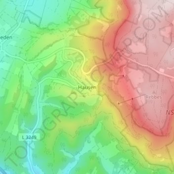Topografische Karte Hausen, Höhe, Relief