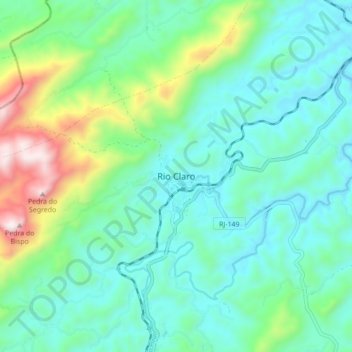 Topografische Karte Rio Claro, Höhe, Relief