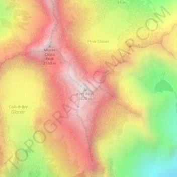 Topografische Karte Kyes Peak, Höhe, Relief