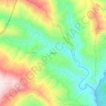 Topografische Karte Penedo, Höhe, Relief