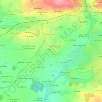 Topografische Karte Rhême, Höhe, Relief