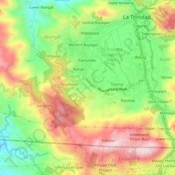 Topografische Karte Wayside, Höhe, Relief