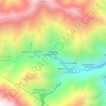 Topografische Karte Timmgouist, Höhe, Relief