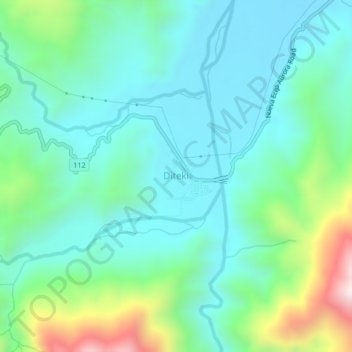 Topografische Karte Diteki, Höhe, Relief