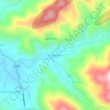 Topografische Karte Konnakad, Höhe, Relief