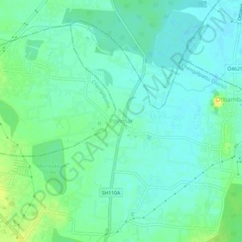 Topografische Karte Ponmar, Höhe, Relief