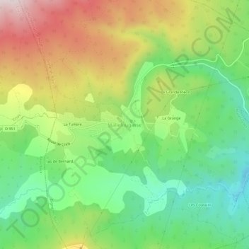 Topografische Karte Mallefougasse, Höhe, Relief