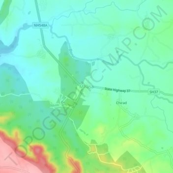 Topografische Karte Mhasa, Höhe, Relief