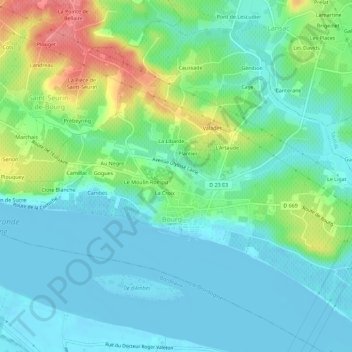 Topografische Karte Au Mas, Höhe, Relief