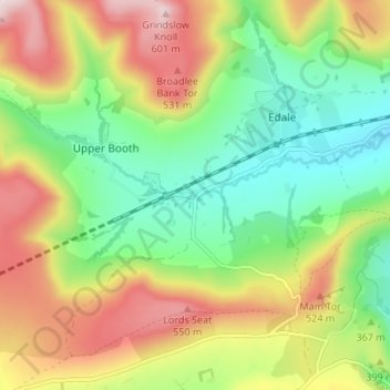 Topografische Karte Barber Booth, Höhe, Relief