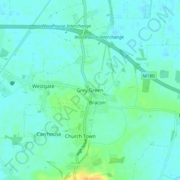 Topografische Karte Grey Green, Höhe, Relief