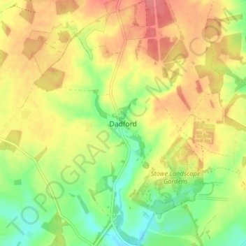 Topografische Karte Dadford, Höhe, Relief