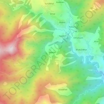 Topografische Karte Bajwad, Höhe, Relief