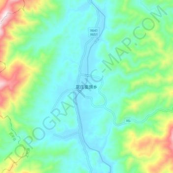 Topografische Karte 官庄畲族乡, Höhe, Relief