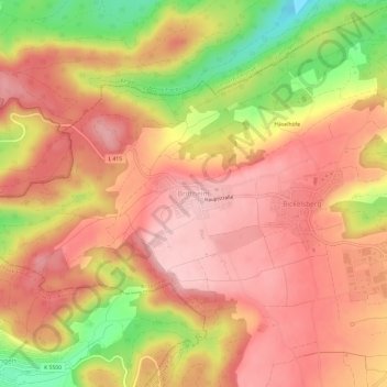 Topografische Karte Brittheim, Höhe, Relief