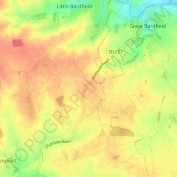 Topografische Karte Oxen End, Höhe, Relief